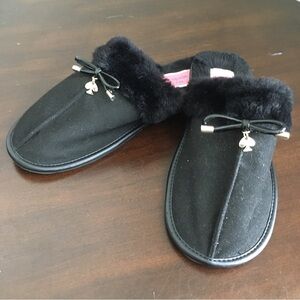 Women's Black Slippers with Fur Trim 6